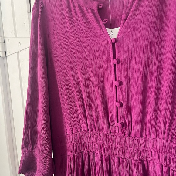 NWT J. Jill Smocked-Details Tiered Dress SZ Large Petite, Plum - Picture 5 of 8